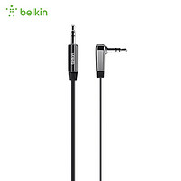 Belkin/贝尔金尼龙织aux音频线3.5mm公对公车载电脑音响音箱通用苹果头戴式两双头耳机插头 1.2米 黑色直角 1.2米