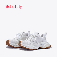 Bella Lily2024春季网面增高老爹鞋女百搭小白鞋厚底运动鞋子 白色 35