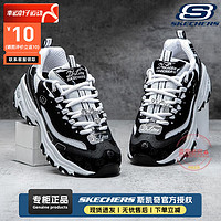 SKECHERS 斯凯奇 女鞋十周年钻石纪念熊猫鞋 2024新款休闲鞋保暖运动鞋增高老爹鞋 十周年钻石纪念款/黑 36