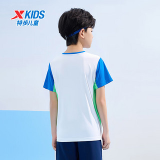 特步（XTEP）童装儿童运动休闲百搭T恤中大童童夏季短袖上衣 珍珠白 130cm