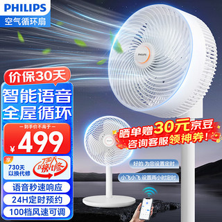 PHILIPS 飞利浦 家用电风扇智能空气循环扇轻音节能遥控落地扇台扇直流变频摇头电扇台地两用桌面换气扇ACR3342CFV