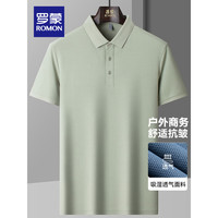 罗蒙(ROMON)短袖t恤男2024夏季中青年商务休闲时尚百搭翻领上衣 淡绿 175(110-130斤)