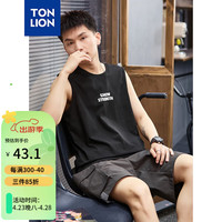 唐狮 TONLION男发泡印字母休闲背心 黑色 XL
