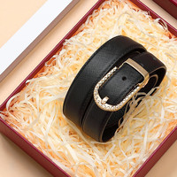 金利来女士皮带牛皮针扣腰带时尚皮带礼盒 FAR723009-411G 黑 1000mm
