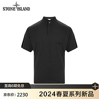 STONE ISLAND石头岛 24春夏 纯色纽扣薄款短袖T恤 黑色 801521857-M