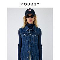 MOUSSY 摩西 明星同款早春新品纯色无袖牛仔外套010GSK11-0050