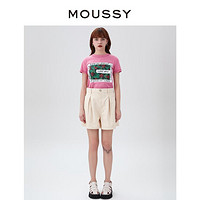 MOUSSY 摩西 春季新品高腰休闲短款牛仔裤028GSA11-0000