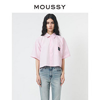 MOUSSY 摩西 春季新品短款条纹米奇印花短袖衬衫女028GSQ30-0130