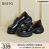 BASTO 百思图 24春商场学院运动风厚底乐福鞋小皮鞋女单鞋TQ323AA4Z