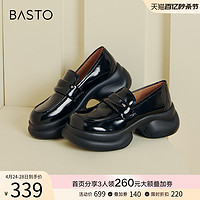 BASTO 百思图 24春商场学院运动风厚底乐福鞋小皮鞋女单鞋TQ323AA4Z