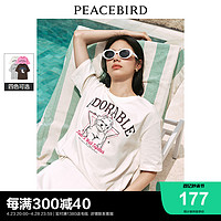 PEACEBIRD 太平鸟 猫狗印花T恤女短袖2024夏新款休闲宽松纯棉上衣时尚洋气潮