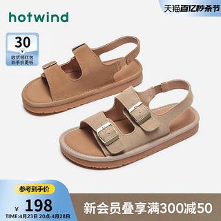 hotwind 热风 2024年夏季新款女士复古外穿皮带扣凉鞋户外舒适套脚休闲鞋女