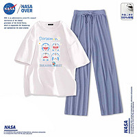 NASAOVER NASA联名运动休闲套装纯棉短袖t恤女童圆领套头上衣ins风潮两件套