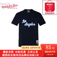 mitchell & ness 短袖T恤男 NBA麦迪艾弗森湖人公牛队圆领半袖男 MN棉男士运动T恤 湖人队棉氨黑色 L