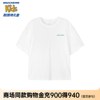 Skechers斯凯奇男童针织短袖夏季户外透气儿童运动休闲印花T恤衫L224B080 亮白色/0019 140cm