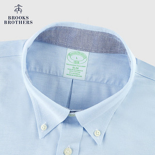 布克兄弟（BrooksBrothers）男士24春夏修身版免烫牛津纺纯色短袖休闲衬衫 4000-蓝色 XL