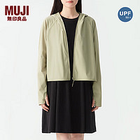 无印良品（MUJI）女式 防紫外线 拉链短款连帽衫夏季款防晒服防晒衣女款BB12CC4S 淡绿色 L 165/88A