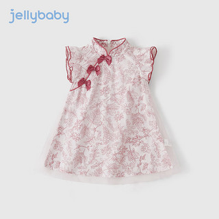 JELLYBABY 女童连衣裙夏季 白底花 100cm