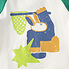 拉比树童装儿童T恤2024春季宝宝休闲撞色上衣女男童卡通印花套头衫 绿色袖 120cm