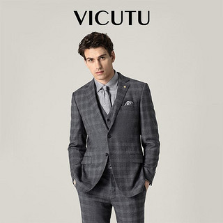 VICUTU 威可多 男士套装西服上衣羊毛格纹西装外套时尚商务正装