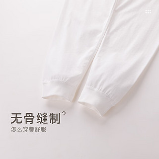 拉比童装套装2024男女童家居服套装春季长袖 米白圆领 80cm