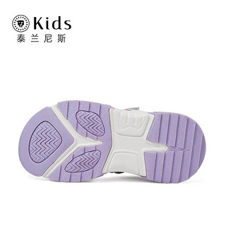 泰兰尼斯kids夏季女童运动鞋儿童透气男童小白鞋跑鞋 紫白 32码 适合脚长20.0cm