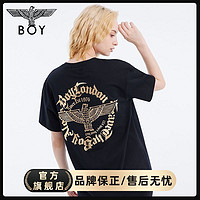 百亿补贴：BOY LONDON [线上专享]BOYLONDON夏季情侣款T恤烫金哥特字母老鹰短袖