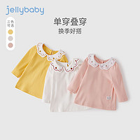 百亿补贴：JELLYBABY 杰里贝比女宝宝2024春秋新款儿童T恤秋装上衣女童秋季翻领打底衫