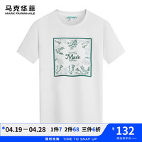 马克华菲【花卉字母刺绣】短袖T恤男2024春夏简约艺术休闲百搭上衣T恤 803本白 XL