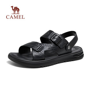 骆驼（CAMEL）2024夏季休闲商务凉鞋清凉透气软弹通勤凉拖两穿男鞋 G14M263619 黑色 42