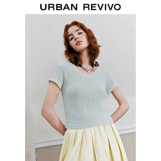 URBAN REVIVO 女士都市休闲肌理感短袖针织衫 UWU940114 本白 XL