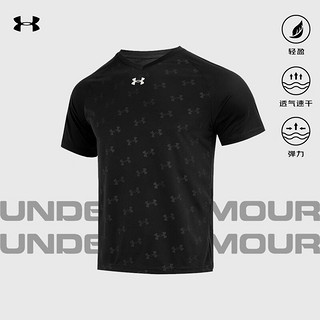 安德玛 UNDERARMOUR）UA 运动短袖t恤男短袖夏季休闲透气训练运动跑步速干运动短袖 21500531-001黑色 速干款 XL 身高178-182cm