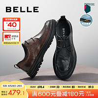 BeLLE 百丽 通勤正装皮鞋男2024春新商场同款褶皱真皮商务鞋A1365AM4 黑色 40