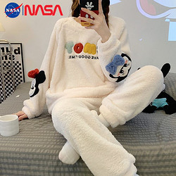 NASAOVER NASA睡衣女士秋冬珊瑚绒加厚加绒小众小个学生可爱宽松冬天家居服