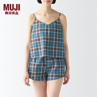 MUJI 無印良品 无印良品（MUJI）女式 马德拉斯格纹 吊带背心 女士背心女款 FCJ02A4S 棕色格纹 L(165/88A)