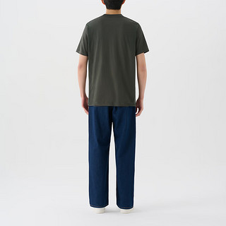 无印良品（MUJI）男式 棉混 抗菌T恤 男士短袖打底衫男款 FA02CC3A 军绿色 S (165/84A)