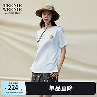 TEENIE WEENIE 小熊夏季刺绣短袖圆领简洁T恤时尚凉感女 白色 170/L