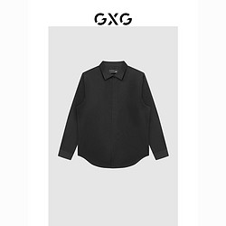 GXG 男装 商场同款黑色免烫翻领长袖衬衫简约舒适 22年秋季新品