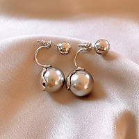 Trendolla 银针欧美感灰色珍珠耳环气质创意新款耳钉复古百搭通勤耳饰女