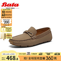 Bata 拔佳 乐福鞋男2024春季休闲牛皮透气舒适通勤一脚蹬M3551AM4 灰色 40