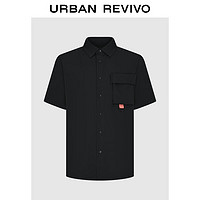 URBAN REVIVO 男士潮流立体口袋宽松短袖开襟衬衫 UMV240041 正黑 S