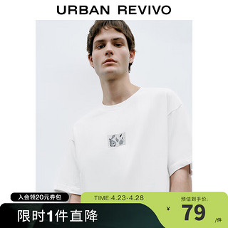 URBAN REVIVO 棉质圆领短袖T恤 本白