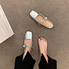 BELAMINIGA 平底气质包头半拖鞋女外穿2024新款夏季法式玛丽珍半托单鞋配裙子 银色 38