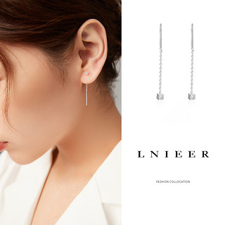 Lnieer 925纯银耳钉女2024年新款潮耳线耳环小众设计冷淡风气质耳坠耳饰