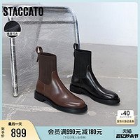 STACCATO 思加图 新款加绒英伦风弹力靴袜靴瘦瘦靴中靴女靴D3017DZ2