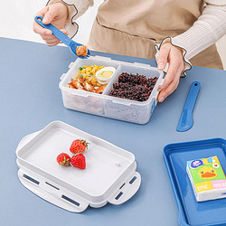 LOCK&LOCK 樂扣樂扣 1L分隔型大容量飯盒餐盒帶餐具叉勺塑料保鮮盒便當盒