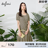 eifini 伊芙丽 2023春装新款茶歇裙女碎花连衣裙女1D4392181 苔藓色 155/80A/S