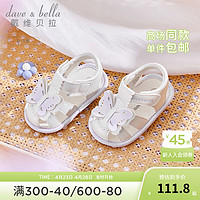 戴维贝拉（DAVE＆BELLA）婴儿步前鞋软底新生儿鞋子0-1岁女宝宝凉鞋2024夏季公主鞋 白色 16码