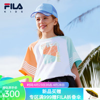 FILA斐乐儿童童装2024夏季中大童女童短袖T恤 标准白-WT 165cm