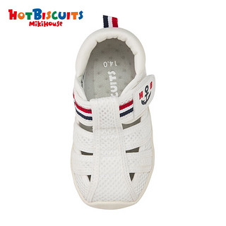MIKIHOUSE HOTBISCUITS 清爽夏日二段学步凉鞋鞋底有排水小孔设计 白色 内长14.5cm (适合脚长14cm)